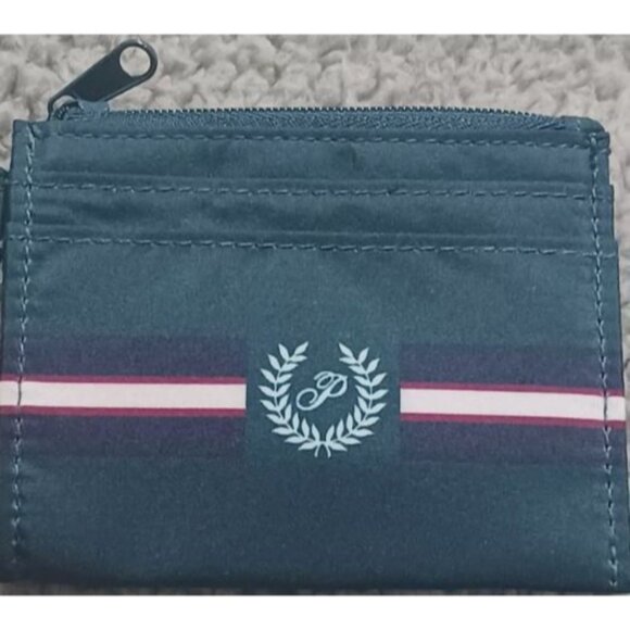 Victoria's Secret PINK Card Zip ID Green with Stripes Wristlet - Picture 3 of 3